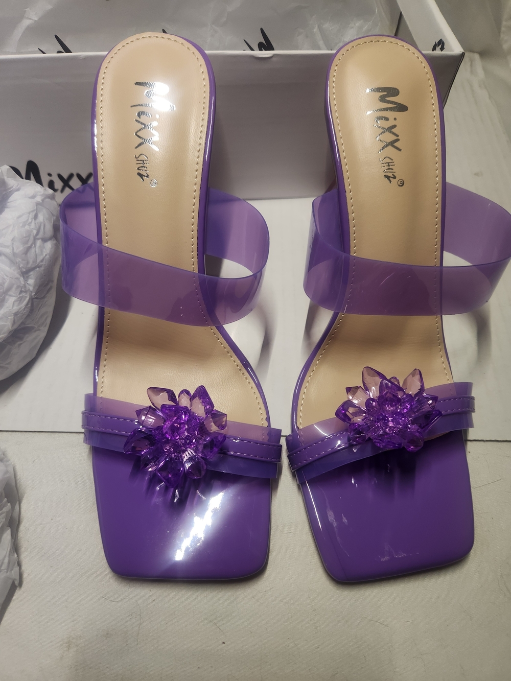 Mixx Shuz Purple Floral Slide Sandals for Women